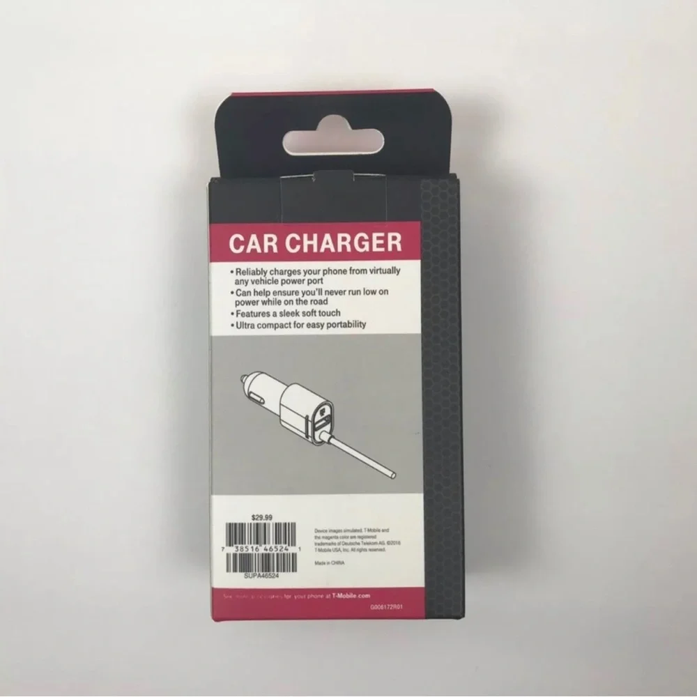 T-Mobile l Black Micro USB Portable Android Samsung Compatible Car Charger